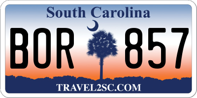 SC license plate BOR857
