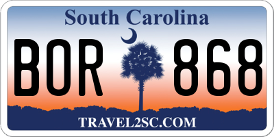 SC license plate BOR868