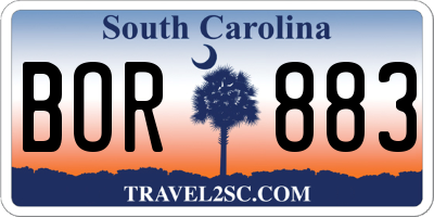 SC license plate BOR883