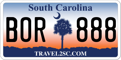 SC license plate BOR888