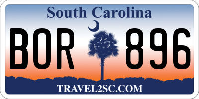 SC license plate BOR896