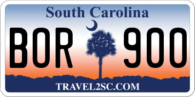 SC license plate BOR900