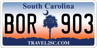 SC license plate BOR903