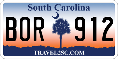 SC license plate BOR912