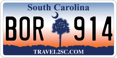 SC license plate BOR914