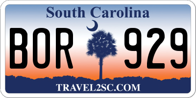 SC license plate BOR929