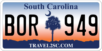 SC license plate BOR949