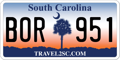 SC license plate BOR951