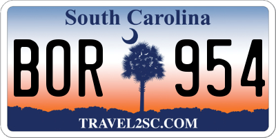 SC license plate BOR954