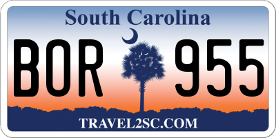 SC license plate BOR955