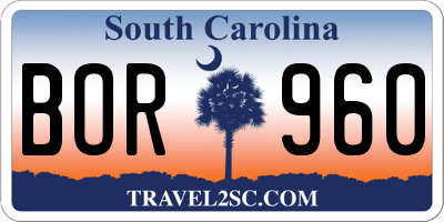 SC license plate BOR960