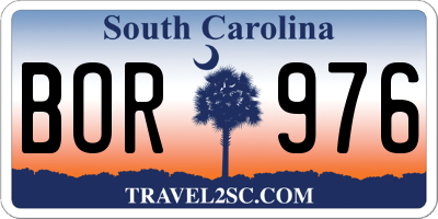 SC license plate BOR976