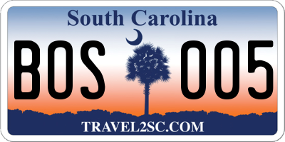 SC license plate BOS005