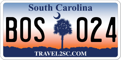 SC license plate BOS024