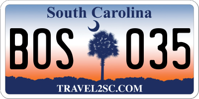 SC license plate BOS035