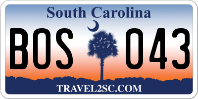 SC license plate BOS043