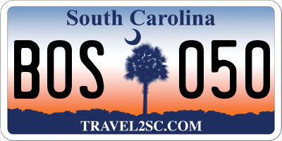 SC license plate BOS050