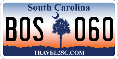 SC license plate BOS060