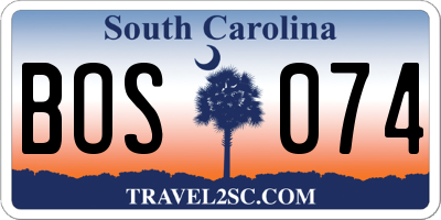 SC license plate BOS074
