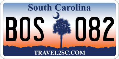 SC license plate BOS082