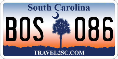 SC license plate BOS086