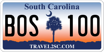 SC license plate BOS100
