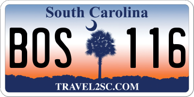 SC license plate BOS116
