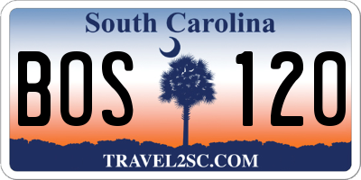 SC license plate BOS120