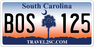 SC license plate BOS125