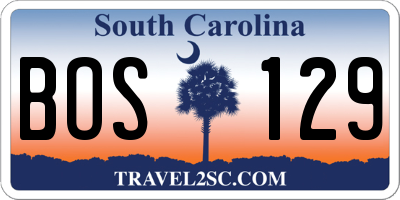 SC license plate BOS129