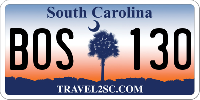 SC license plate BOS130