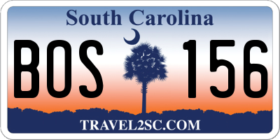 SC license plate BOS156