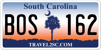 SC license plate BOS162
