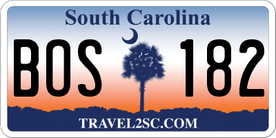 SC license plate BOS182