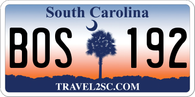 SC license plate BOS192