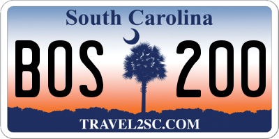 SC license plate BOS200
