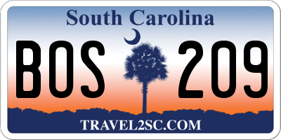 SC license plate BOS209