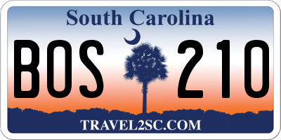 SC license plate BOS210
