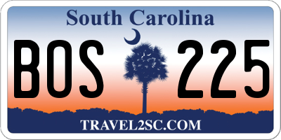 SC license plate BOS225