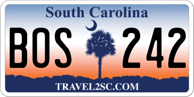 SC license plate BOS242