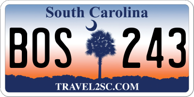 SC license plate BOS243