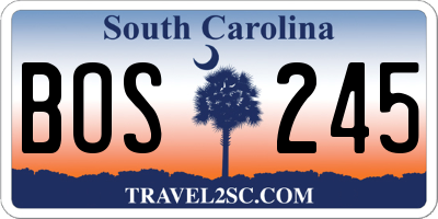 SC license plate BOS245