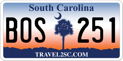 SC license plate BOS251