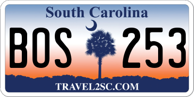 SC license plate BOS253