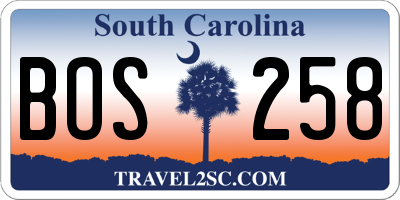 SC license plate BOS258