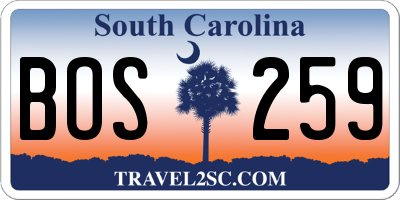 SC license plate BOS259