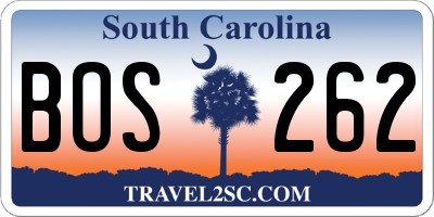 SC license plate BOS262