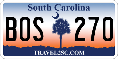 SC license plate BOS270