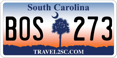 SC license plate BOS273