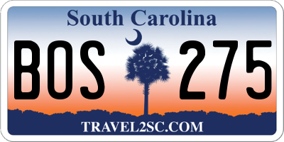 SC license plate BOS275